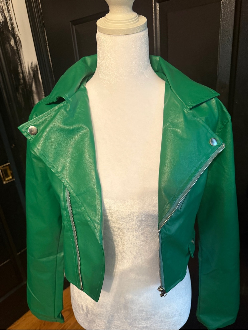 Women's Emerald Faux-Leather Moto Jacket by